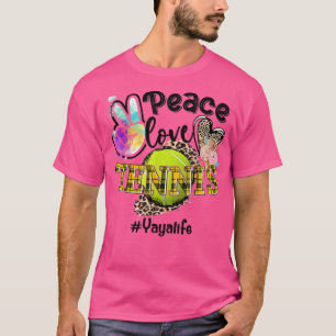 Peace Love Tennis Yaya Life Mom Grandma Leopard T-Shirt