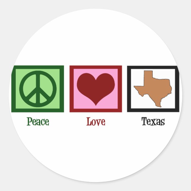 Peace Love Texas Classic Round Sticker (Front)