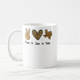 Peace Love Texas Leopard Flag Map Souvenirs For Me Coffee Mug