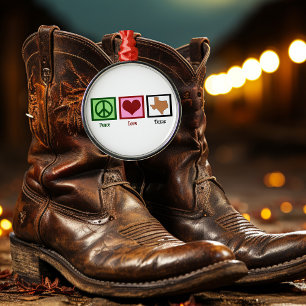 Peace Love Texas Metal Ornament