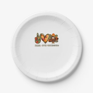 Peace love thanksgiving Gobble Turkey Thanksgiving Paper Plates