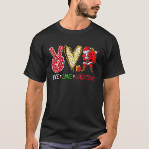 Peace Love Thanksgiving Turkey Leopard Peace Hands T-Shirt