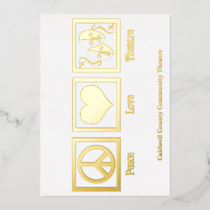 Peace Love Theatre Company Custom Christmas Gold Foil Holiday Card