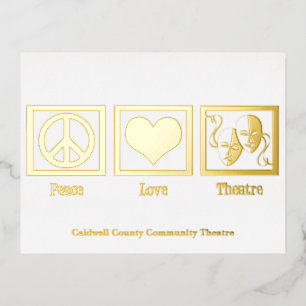 Peace Love Theatre Company Custom Christmas Gold Foil Holiday Postcard
