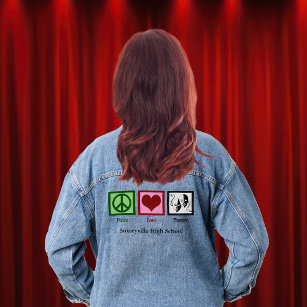 Peace Love Theatre Cute Custom Drama Club Denim Jacket