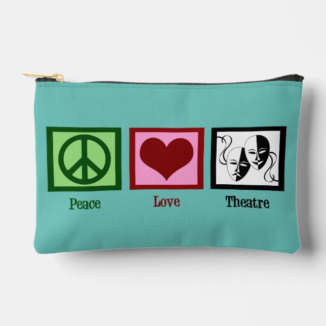 Peace Love Theatre Cute Teal Accessory Pouch (Front)