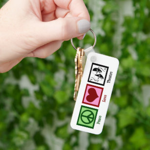 Peace Love Theatre Personalized Actor Gift Keychain