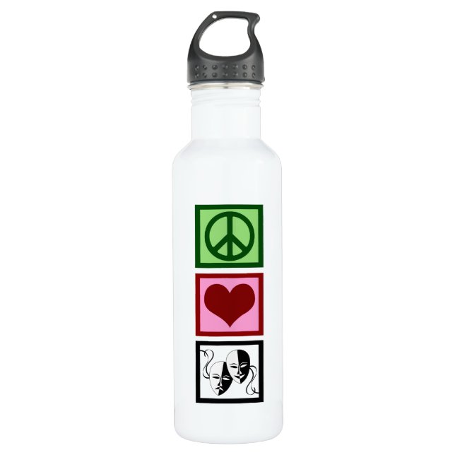 Peace Love Theatre Stainless Steel Water Bottle (Front)