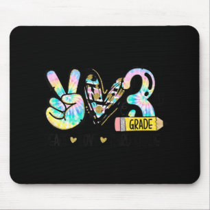 Peace Love Third Grade Fun Tie Dye Student Teacher Mouse Pad