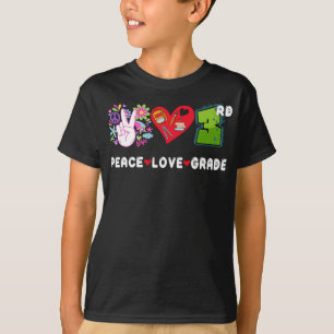 Peace Love Third Grade Squad Back to School 3rd T-Shirt