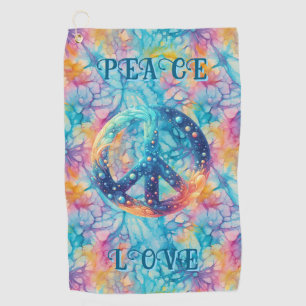 Peace Love Tie-Dye Golf Towel