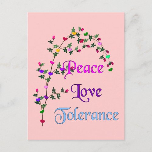Peace Love Tolerance Postcard