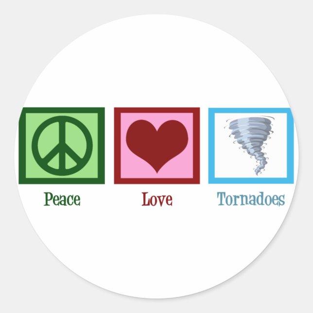 Peace Love Tornadoes Classic Round Sticker (Front)