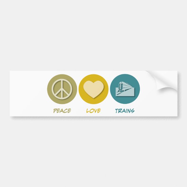 Peace Love Trains Bumper Sticker (Front)