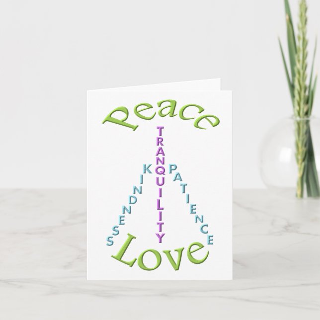 Peace love tranquility kindness Note Cards (Front)