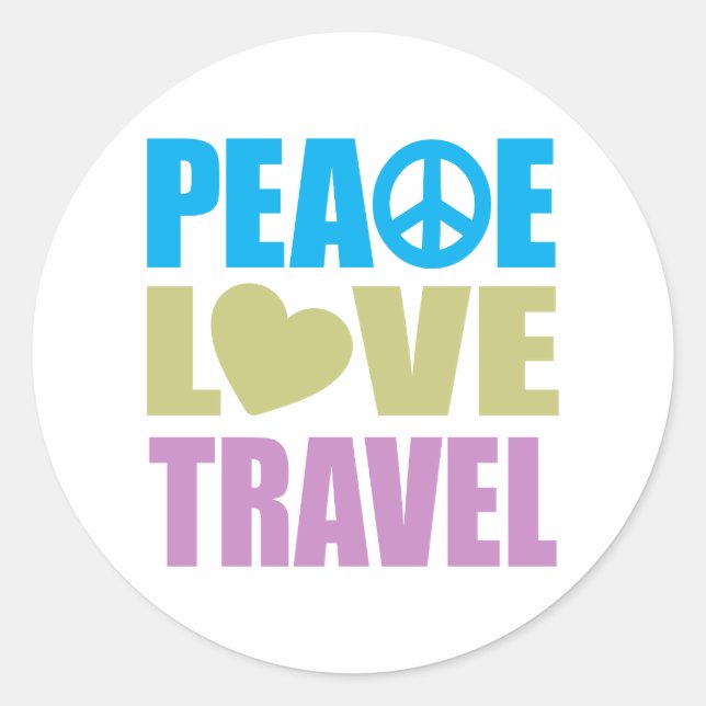 Peace Love Travel Classic Round Sticker (Front)
