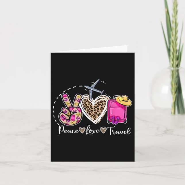 Peace Love Travel Retro Summer Vacation Family Mat Card (Front)
