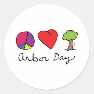 Peace Love & Trees - Arbor Day Classic Round Sticker