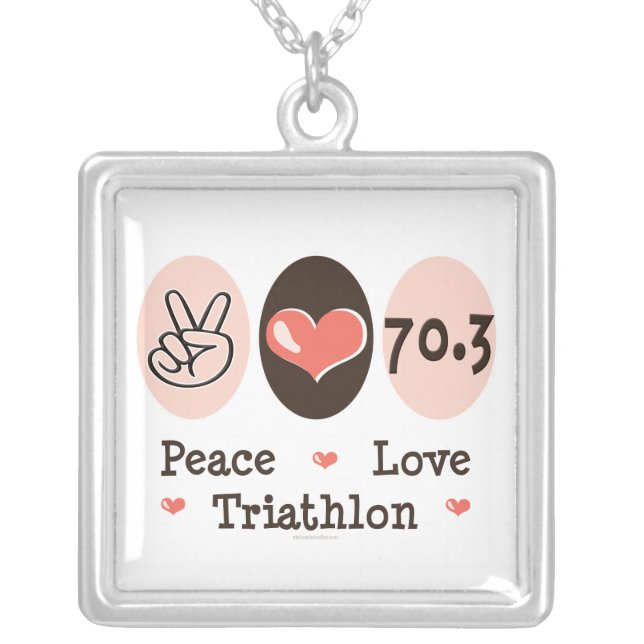 Peace Love Triathlon Sterling Silver Necklace (Front)