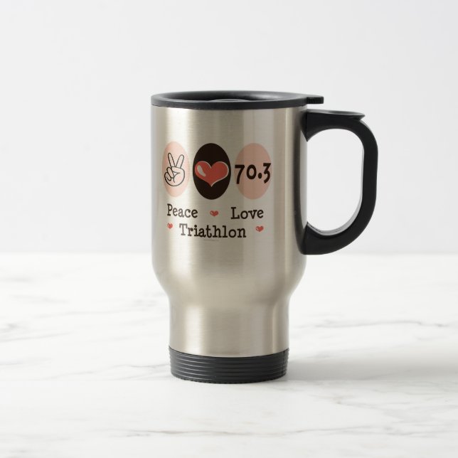 Peace Love Triathlon Travel Mug (Right)
