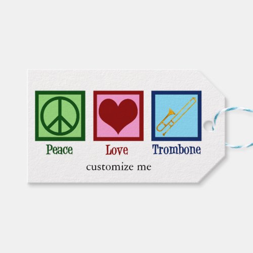 Peace Love Trombone Player Cute Custom Gift Tags
