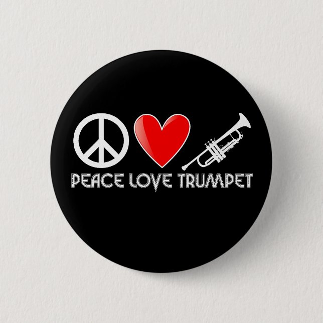Peace, Love, Trumpet Button (Front)
