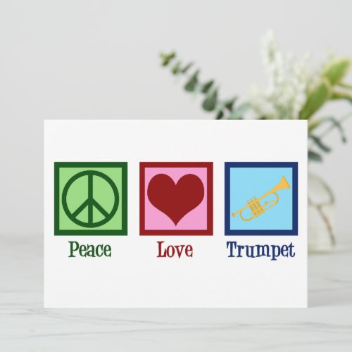 Peace Love Trumpet Cute Band Christmas Holiday Card