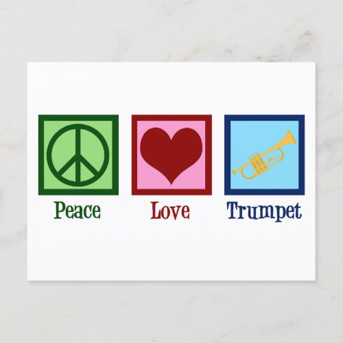 Peace Love Trumpet Cute Band Christmas Postcard