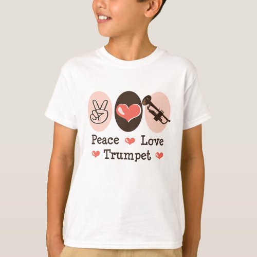 Peace Love Trumpet Kid T_shirt