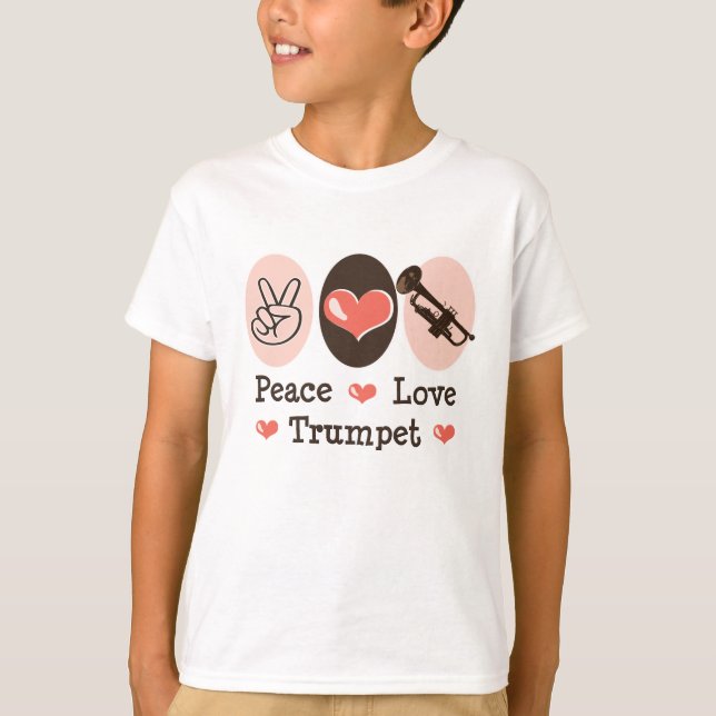 Peace Love Trumpet Kid T-shirt (Front)