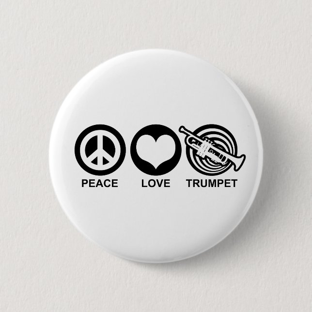 Peace Love Trumpet Pinback Button (Front)