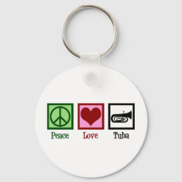 Peace Love Tuba Player Keychain
