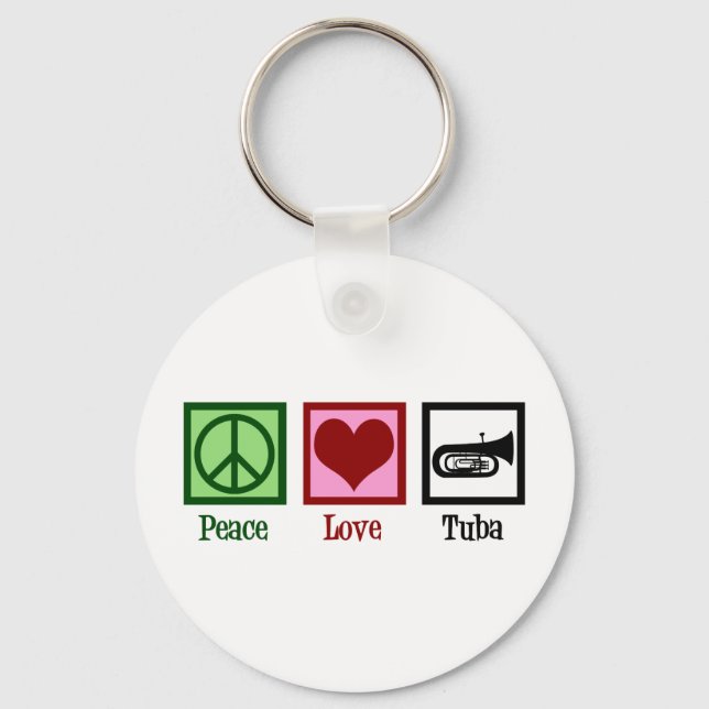 Peace Love Tuba Player Keychain (Front)