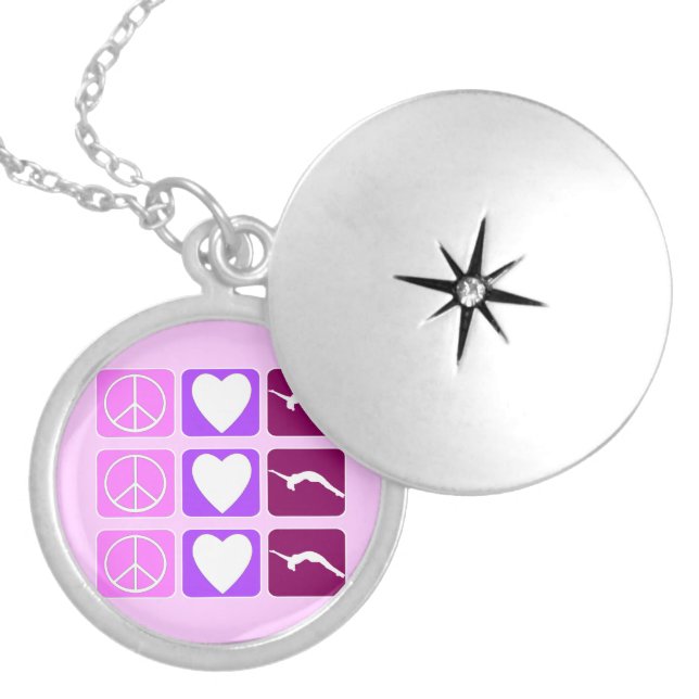 Peace Love Tumble locket Necklace (Front)