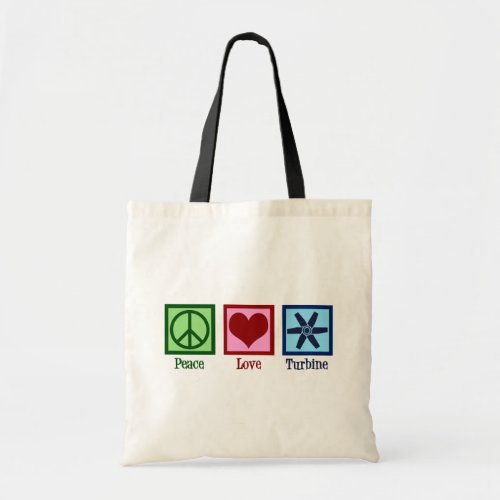 Peace Love Turbine Fan Tote Bag