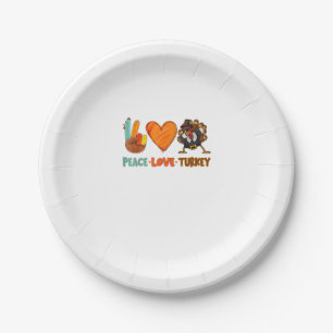 Peace Love Turkey Gobble Dabbing Turkey Autumn Tha Paper Plates