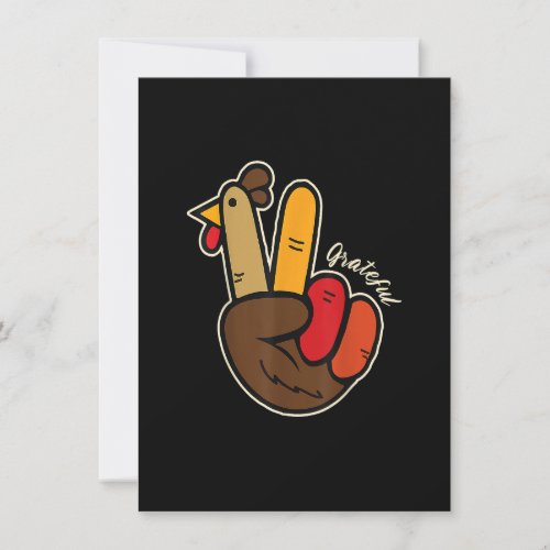 Peace Love Turkey Grateful Turkey Hand Sign Thanks Invitation