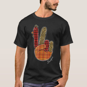 Peace Love Turkey Grateful Turkey Hand Sign Thanks T-Shirt