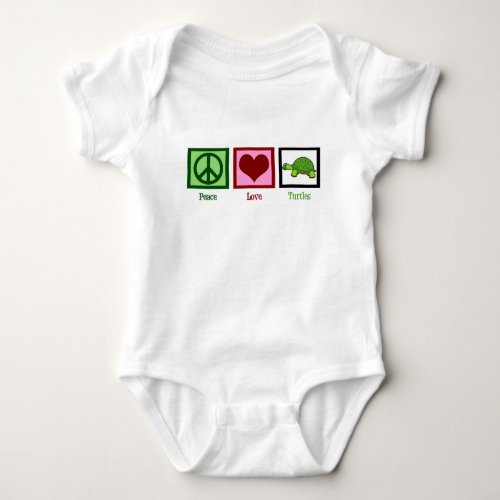 Peace Love Turtles Cute Baby Bodysuit