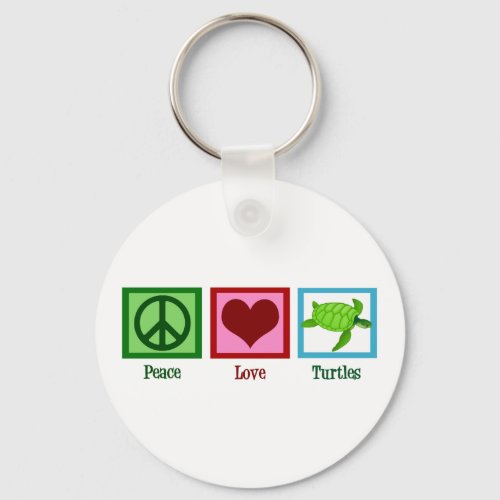 Peace Love Turtles Cute Sea Turtle Keychain