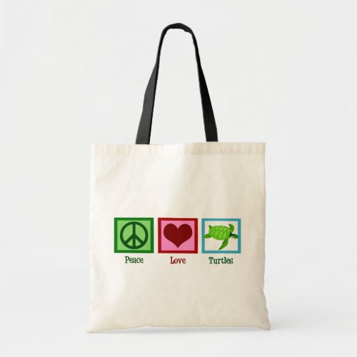 Peace Love Turtles Cute Sea Turtle Tote Bag