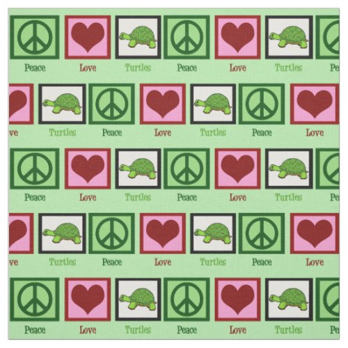 Peace Love Turtles Fabric