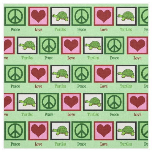 Peace Love Turtles Fabric