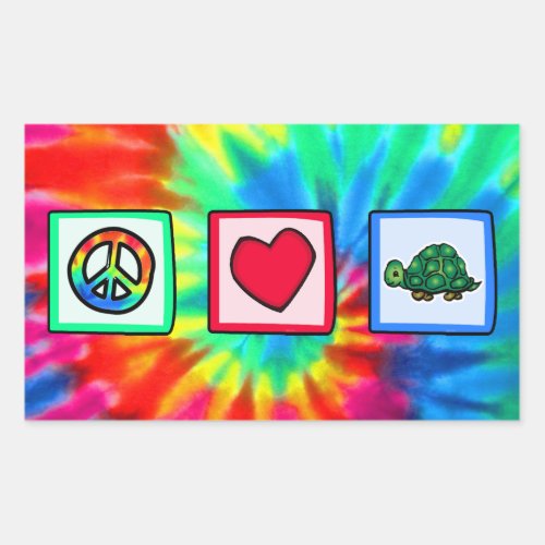 Peace Love Turtles Rectangular Sticker