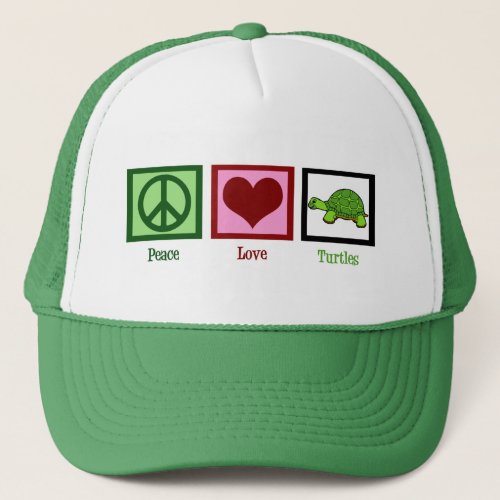 Peace Love Turtles Trucker Hat