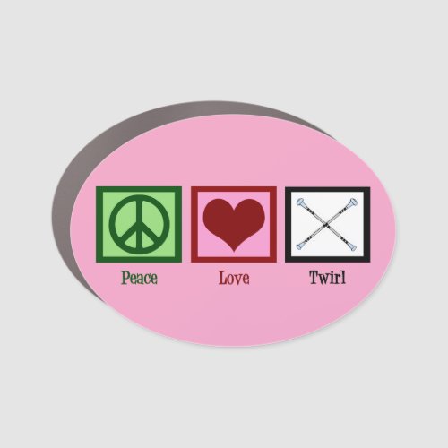 Peace Love Twirl  Baton Twirling Pink Car Magnet