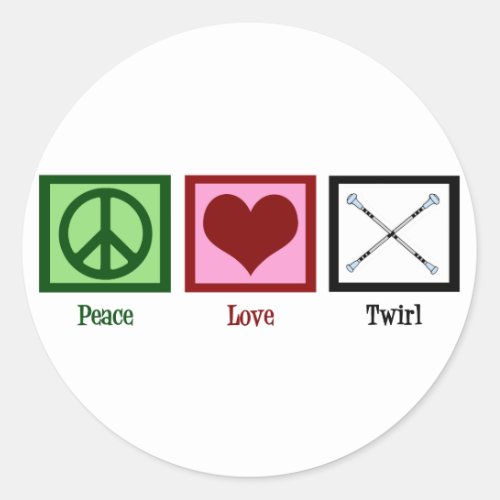 Peace Love Twirl Classic Round Sticker