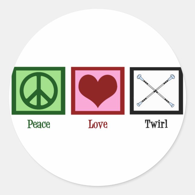 Peace Love Twirl Classic Round Sticker (Front)