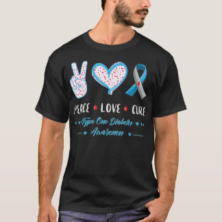Peace Love Type one Diabetes awareness men women k T-Shirt