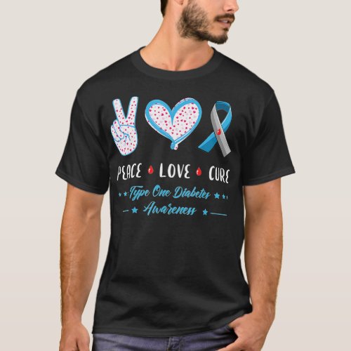 Peace Love Type one Diabetes awareness men women k T_Shirt